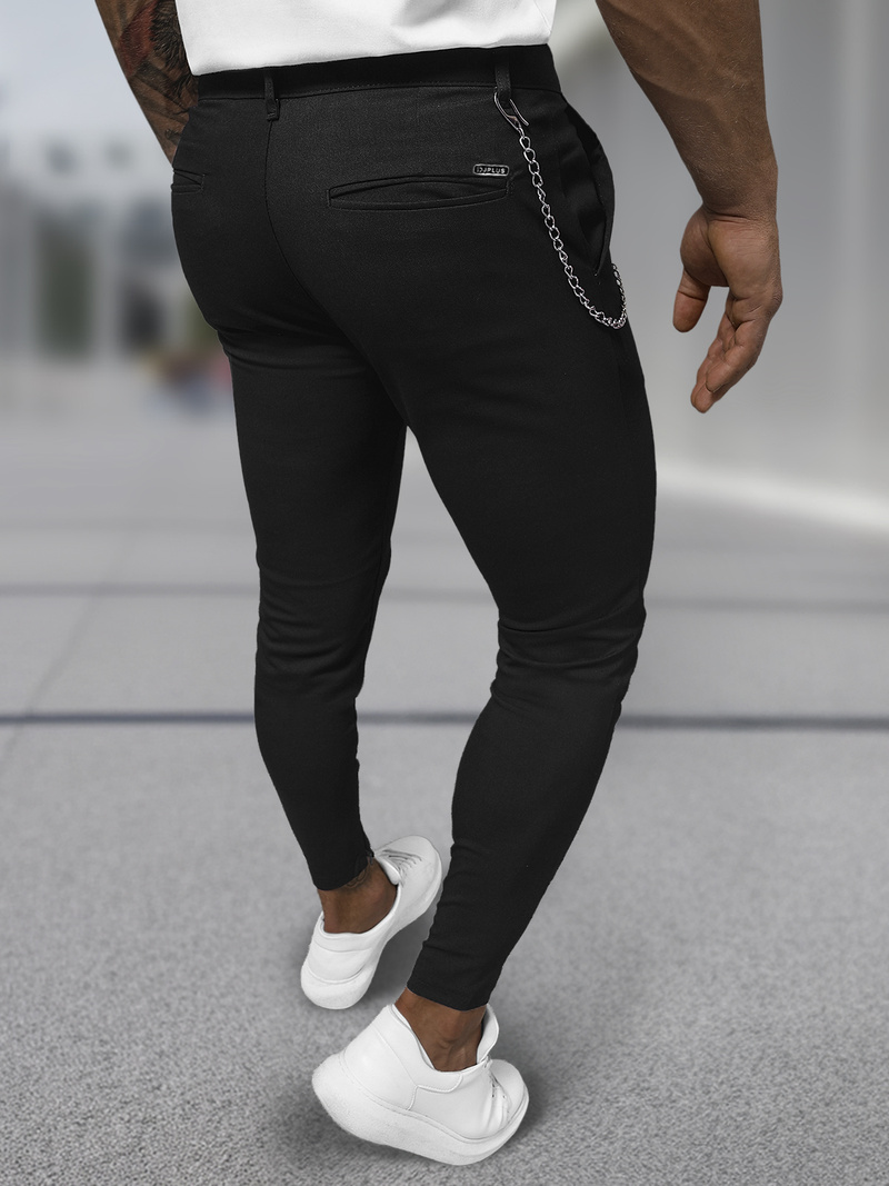 Ανδρικό παντελόνι chino μαύρο OZONEE DJ/3300