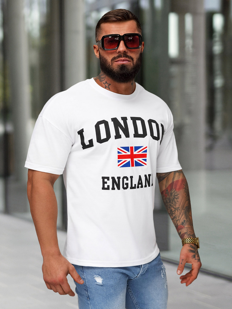 Ανδρικό μπλουζάκι λευκό OZONEE JS/8B1373/1