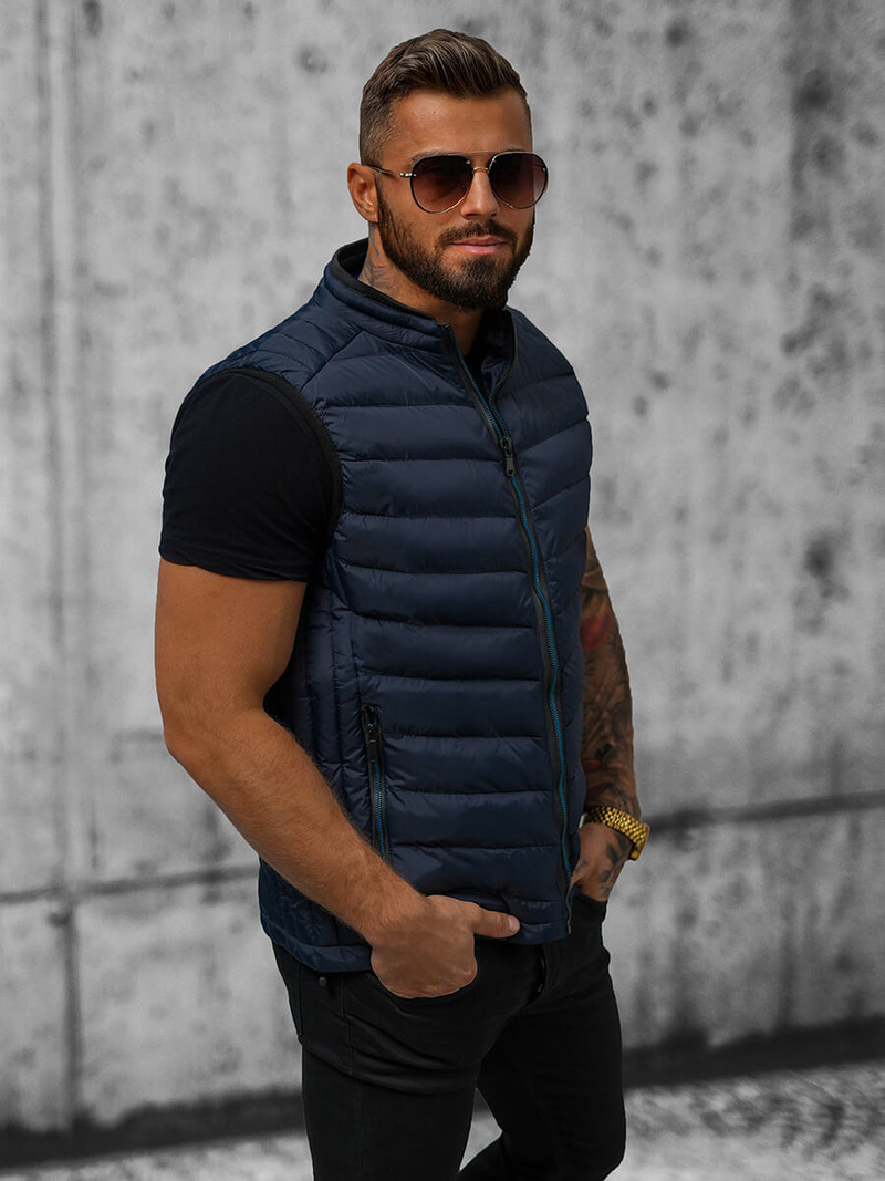 Ανδρικό αμάνικο μπουφάν ναυτικό μπλε OZONEE N/7133Z