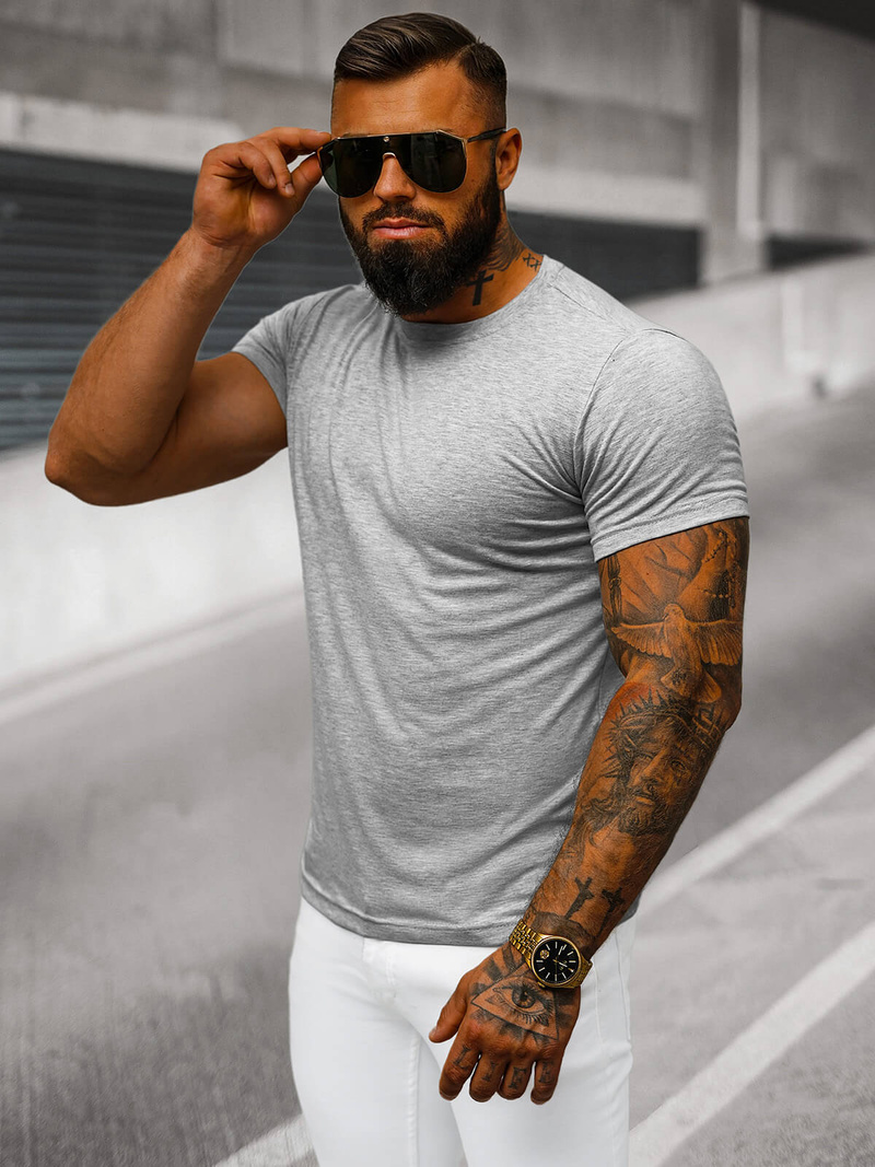 Ανδρικό μπλουζάκι γκρι OZONEE JS/712005Z