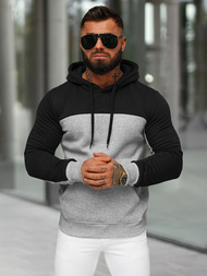 Ανδρικό Φούτερ με Κουκούλα Γκρί OZONEE JS/8B1307/2