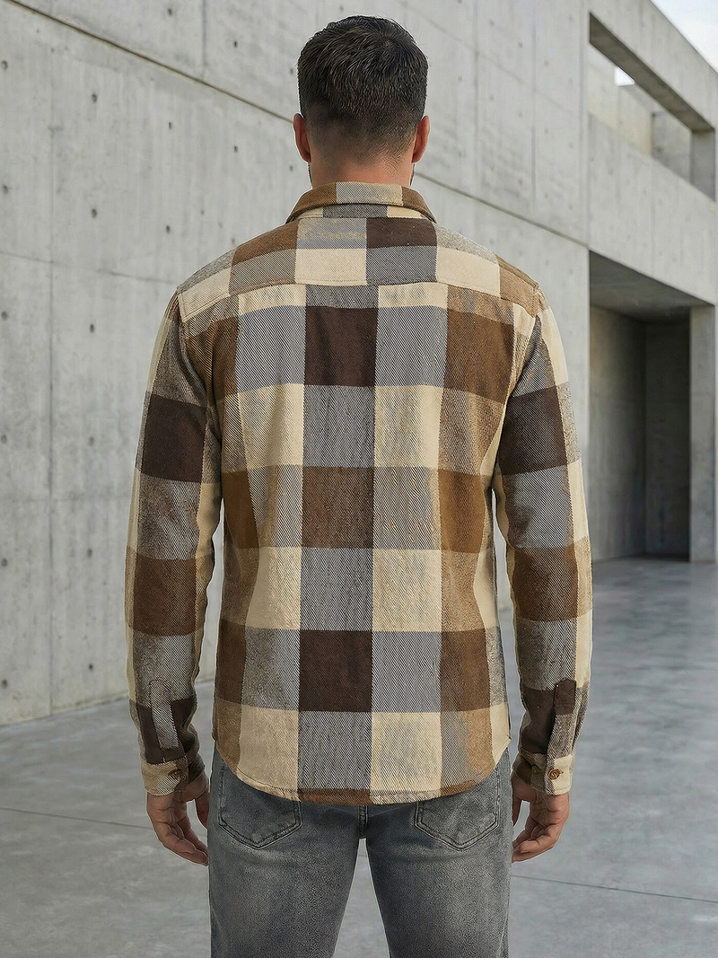 Ανδρικό πουκάμισο κάμελ OZONEE NB/MC728KZ