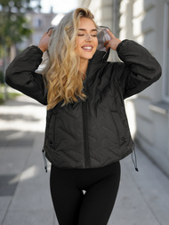 Γυναικείο μπουφάν μαύρο-μπεζ OZONEE JS/16M9315/392B