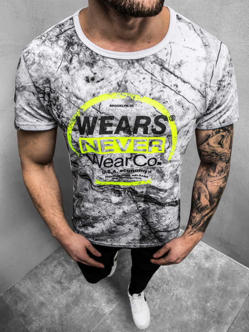 Ανδρικό μπλουζάκι λευκό OZONEE JS/SS10925Z