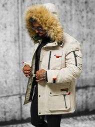 Ανδρικό χειμερινό μπουφάν μπεζ OZONEE JS/5M791/62