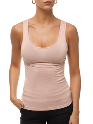 Γυναικείο αμάνικο μπλουζάκι μπεζ OZONEE BT/71592A