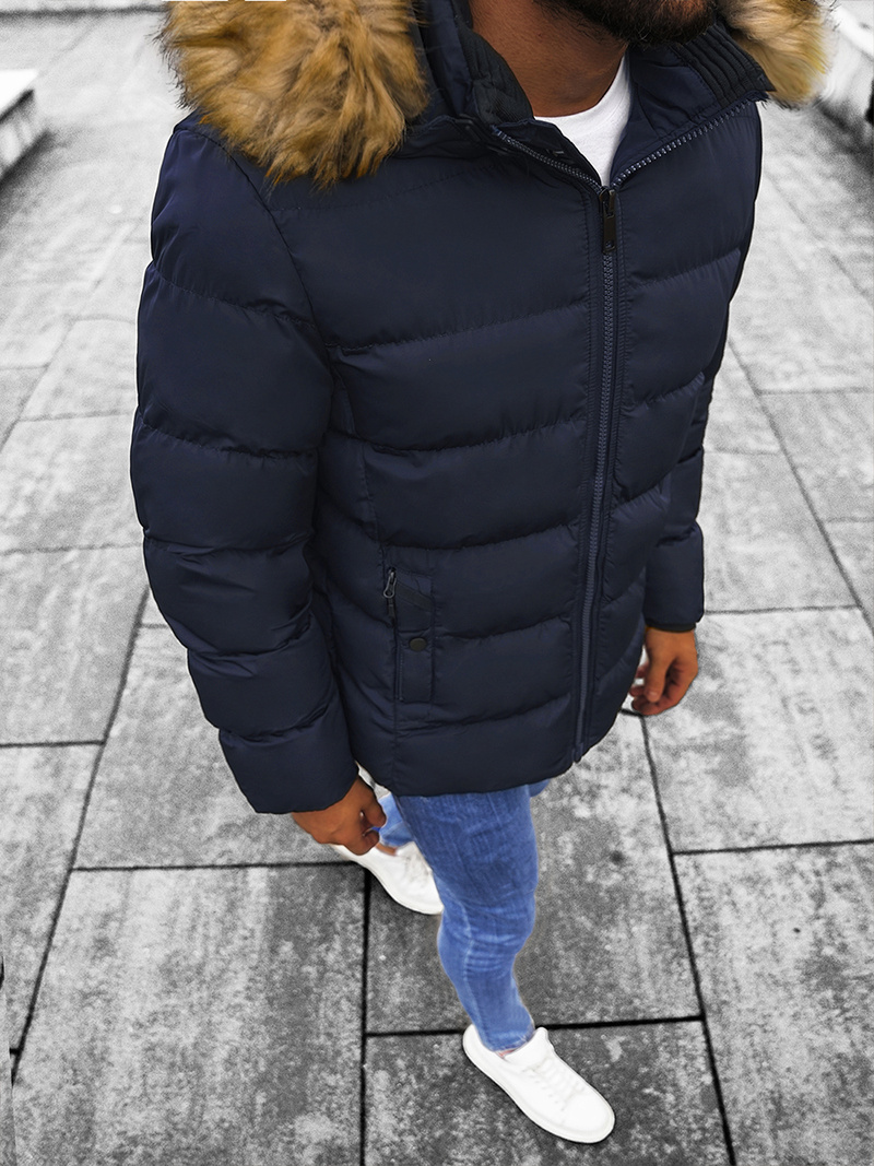 Ανδρικό χειμερινό μπουφάν ναυτικό μπλε OZONEE JS/M8107