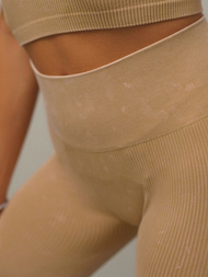 Γυναικείο σετ φόρμας δύο κομματιών mπεζ OZONEE O/YJS7703