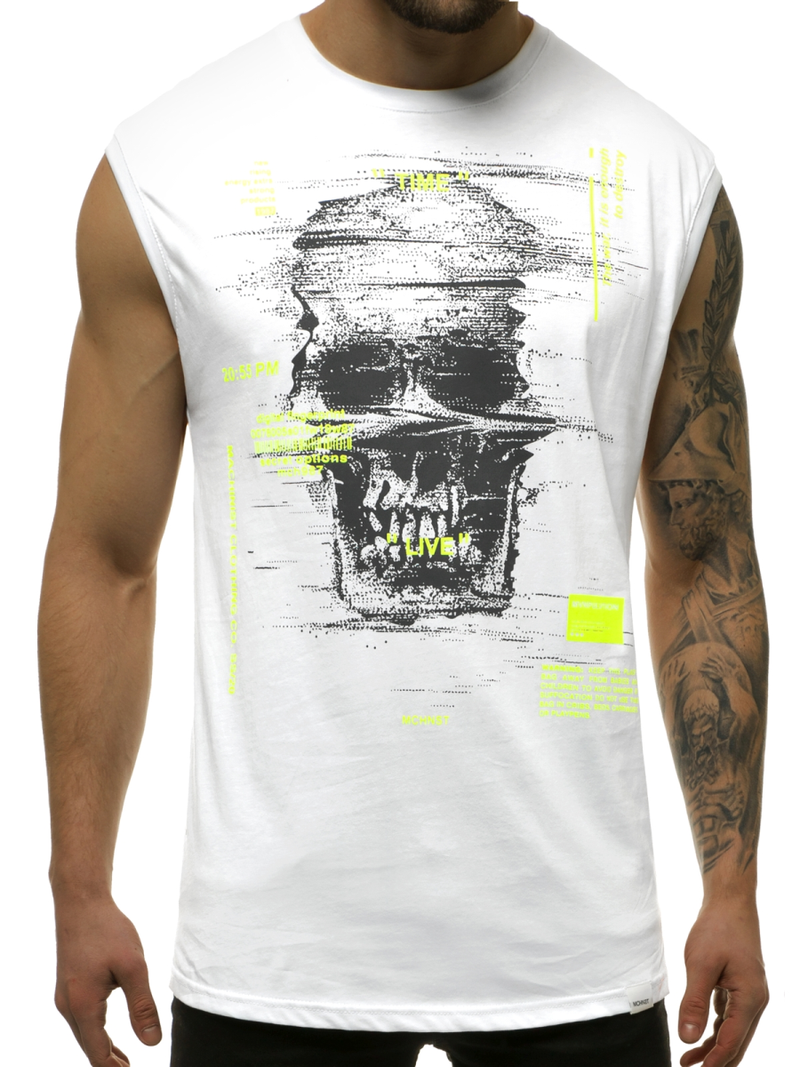 Ανδρικό αμάνικο μπλουζάκι λευκό OZONEE MACH/M1212