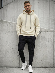 Ανδρικό Φούτερ με Κουκούλα Eκρού OZONEE O/G3065