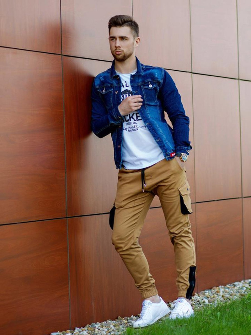 Ανδρικό παντελόνι jogger κάμελ OZONEE A/705