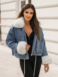 Γυναικείο τζιν μπουφάν mπλε OZONEE JS/11Z8219