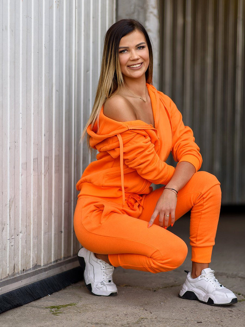 Γυναικείο φούτερ με κουκούλα πορτοκαλί OZONEE JS/W03