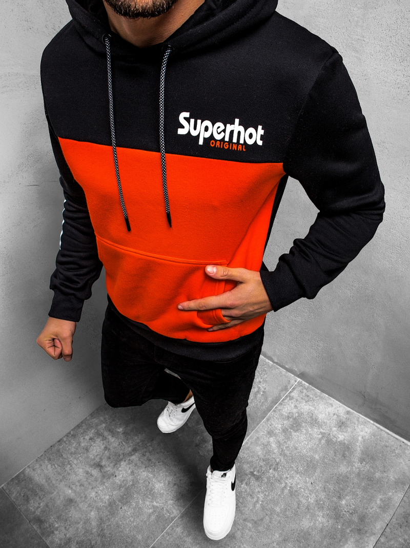 Ανδρικό Φούτερ με Κουκούλα μαύρο OZONEE JS/KS2121Z