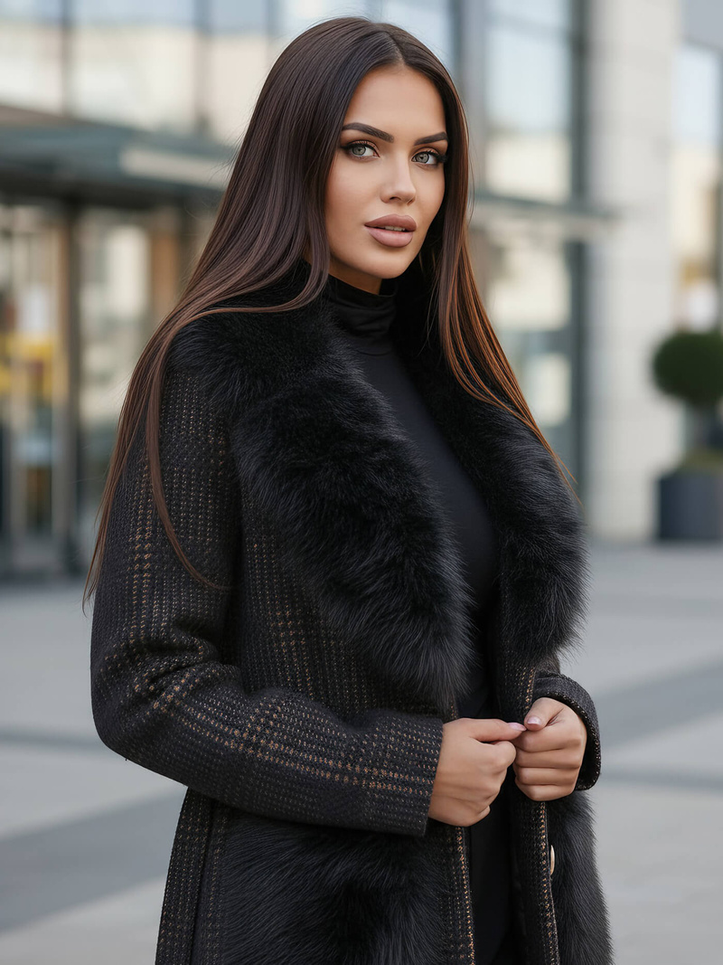 Γυναικείο παλτό μαύρο OZONEE JS/53M5200/1Z