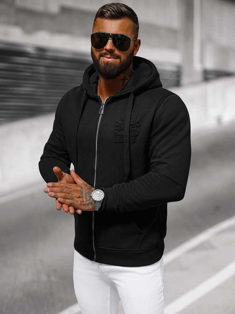 Ανδρικό Φούτερ με kουκούλα μαύρο OZONEE NB/MF2003