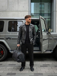 Ανδρικό δερμάτινο μπουφάν μαύρο OZONEE JS/11Z8069