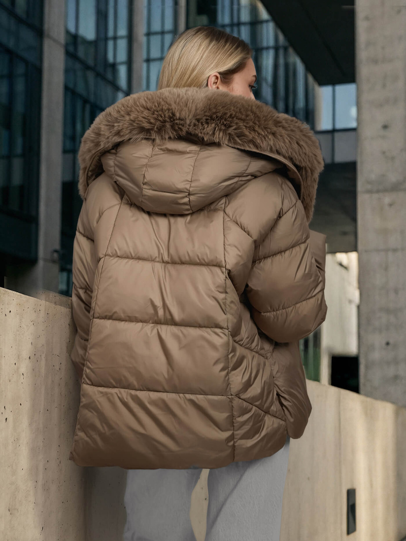 Γυναικείο μπουφάν Σκούρο μπεζ OZONEE O/16M9179/84Z