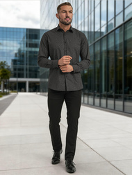 Ανδρικό πουκάμισο μαύρο OZONEE V/V184