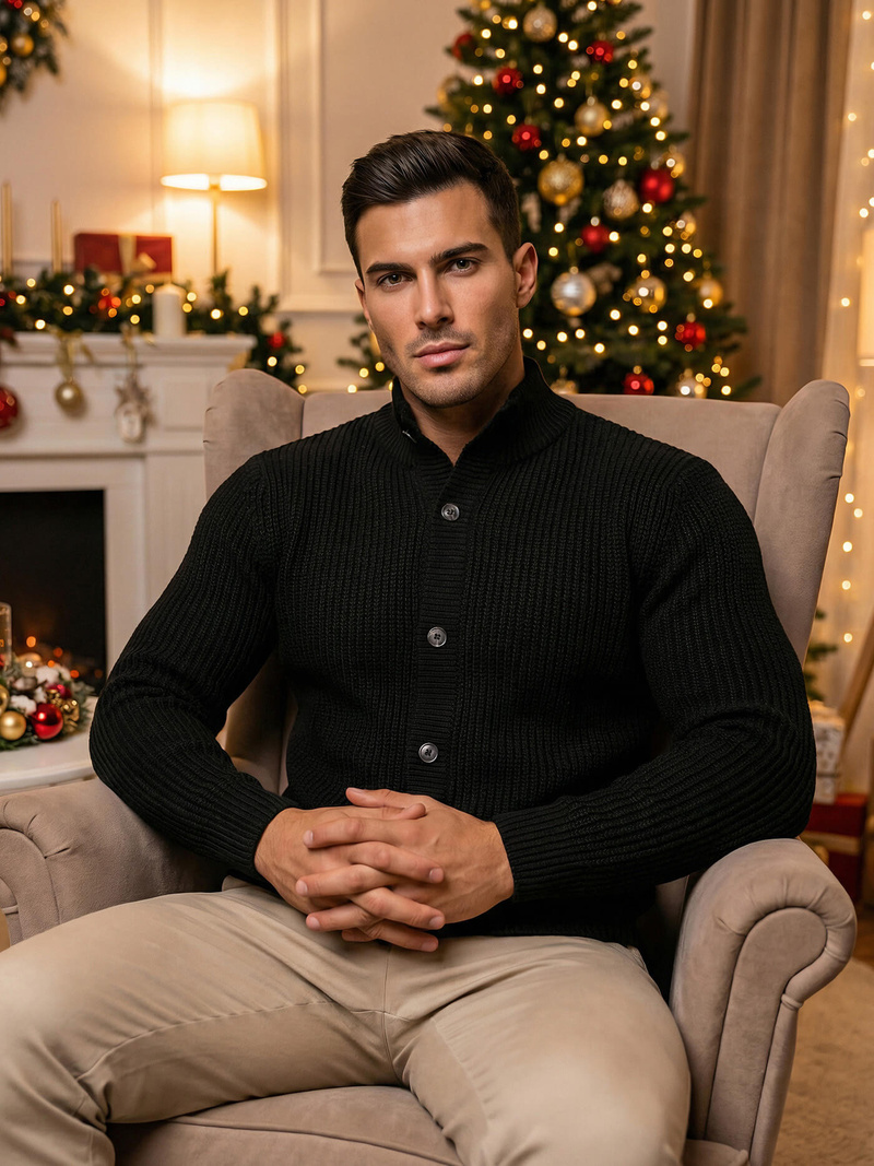 Ανδρικό πουλόβερ mαύρος OZONEE NB/MM6020/4Z