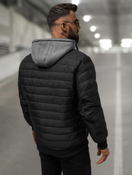 Ανδρικό μπουφάν μαύρο OZONEE JS/8M985/392