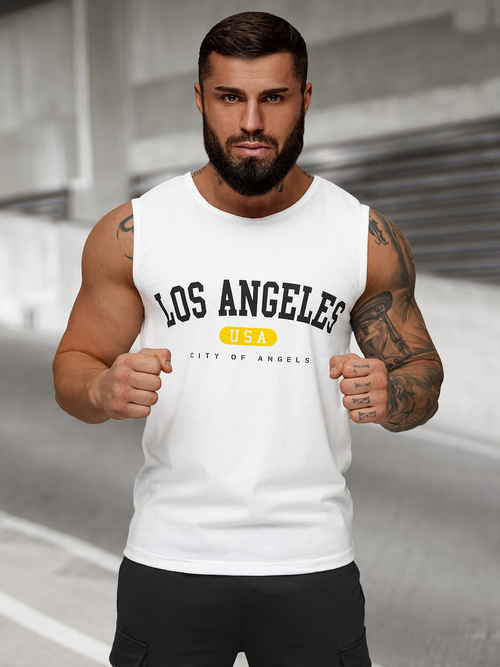 Ανδρικό αμάνικο μπλουζάκι λευκό OZONEE JS/8B1715/1Z