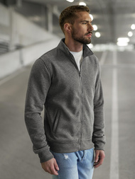 Ανδρικό φούτερ με φερμουάρ σκούρο-γκρι OZONEE JS/2002Z