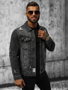 Ανδρικό τζιν μπουφάν mαύρος OZONEE NB/MJ515N