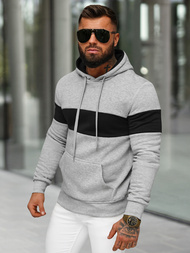 Ανδρικό Φούτερ με Κουκούλα Γκρί OZONEE JS/8B1316/2