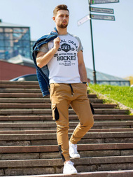 Ανδρικό παντελόνι jogger κάμελ OZONEE A/705