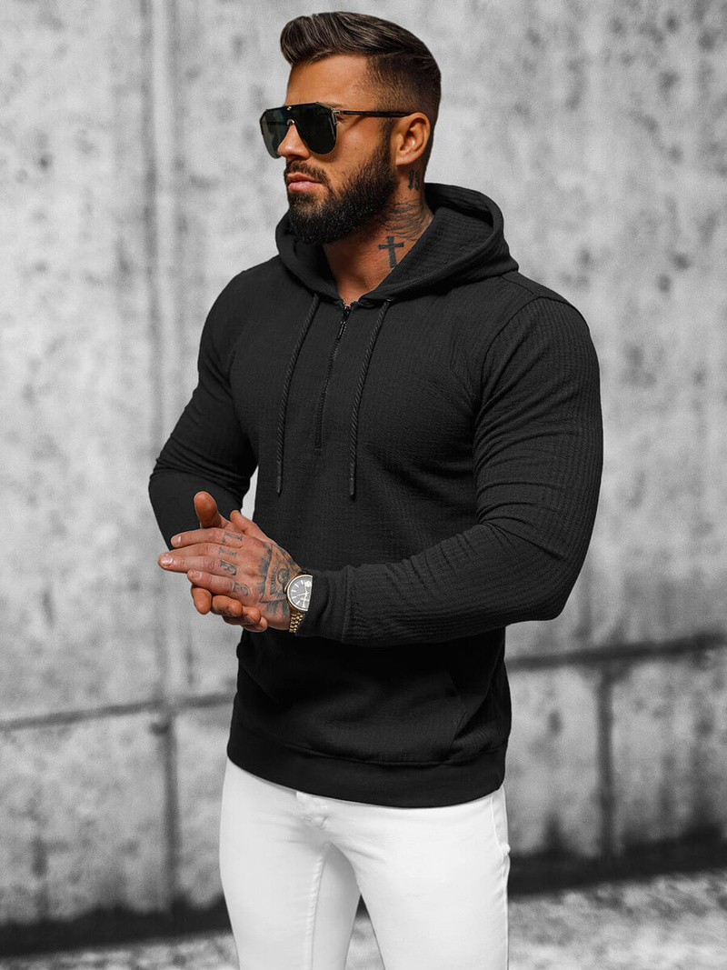 Ανδρικό Φούτερ με Κουκούλα μαύρο OZONEE O/TB2273