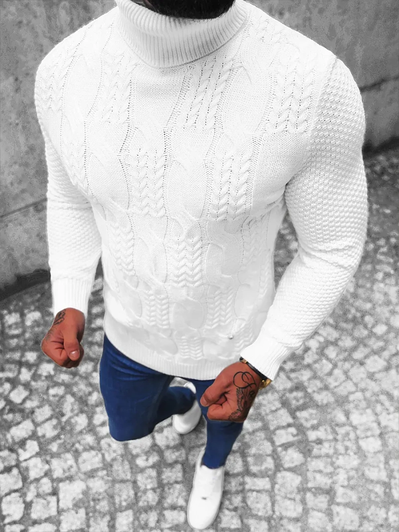 Ανδρικό πουλόβερ λευκό OZONEE NB/MM6012/1