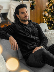 Ανδρικό βελούδινο σετ φόρμας μαύρο OZONEE JS/8C1169/3Z