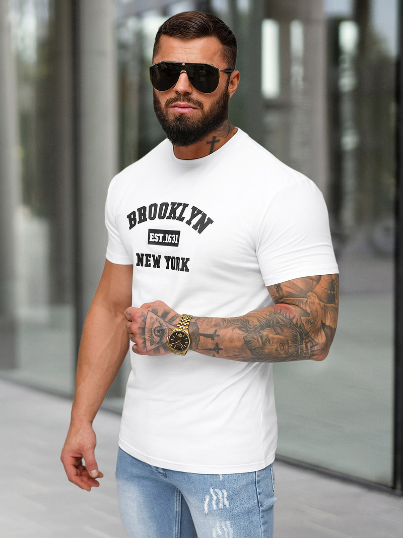 Ανδρικό μπλουζάκι λευκό OZONEE NB/MT3134