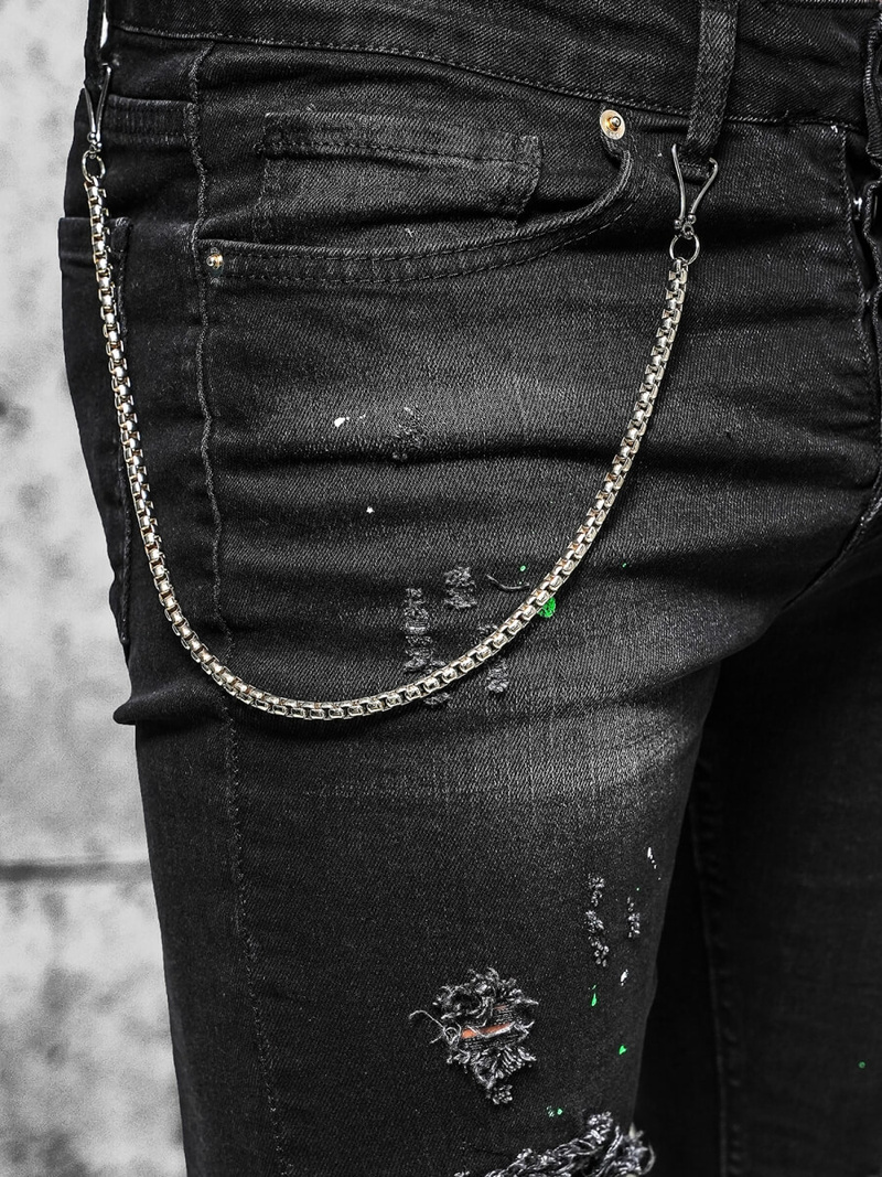 Ανδρικό τζιν παντελόνι mαύρος OZONEE O/MB460