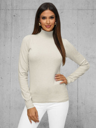 Γυναικείο πουλόβερ ανοιχτό μπεζ OZONEE JS/8003/4