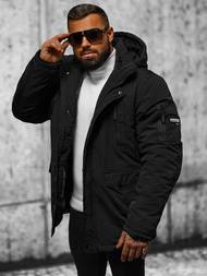 Ανδρικό χειμερινό μπουφάν mαύρος OZONEE JS/5M718/392