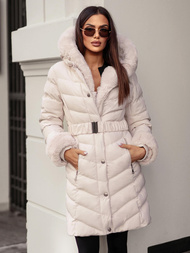 Γυναικείο μπουφάν εκρού OZONEE JS/5M3156/254Z