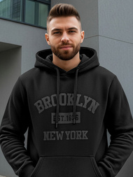 Ανδρικό Φούτερ με Κουκούλα μαύρο OZONEE JS/8B1969/3