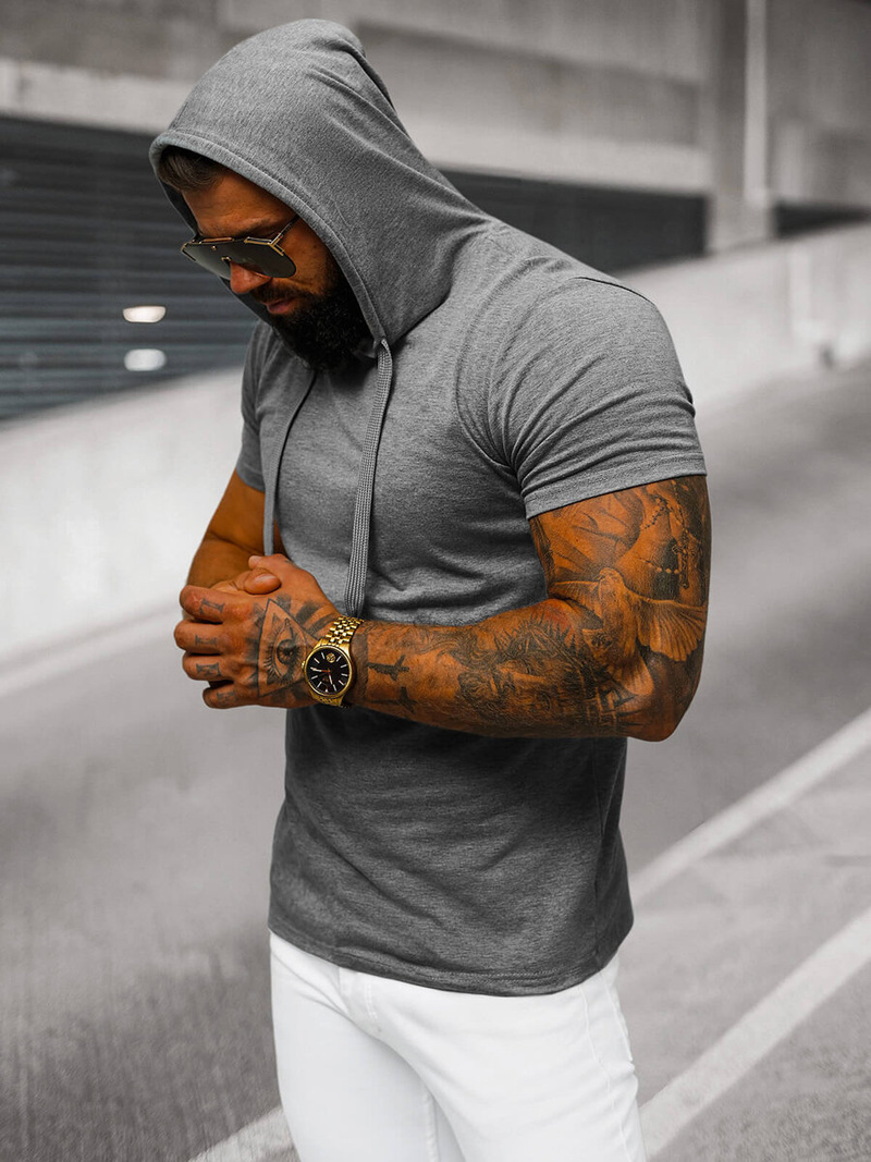 Ανδρικό μπλουζάκι γραφίτη OZONEE JS/8T89/5