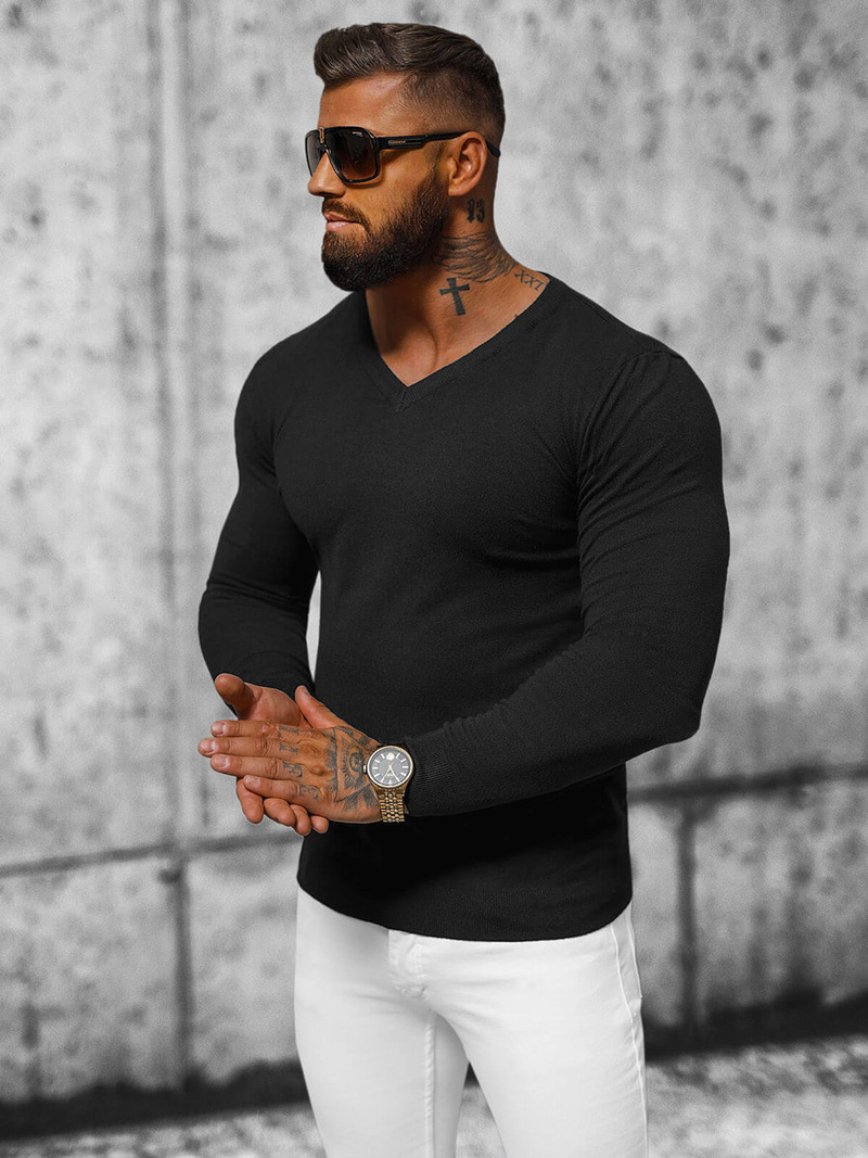 Ανδρικό πουλόβερ μαύρο OZONEE NB/MMB601/4Z