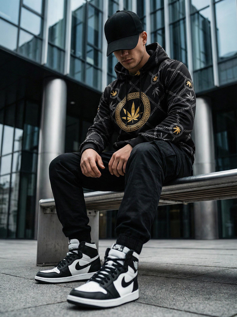 Ανδρικό Φούτερ με kουκούλα μαύρο OZONEE O/B267Z