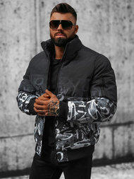 Ανδρικό χειμερινό μπουφάν το μαύρο-λευκό OZONEE JS/27M8102