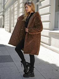 Γυναικείο μακρύ χειμωνιάτικο μπουφάν Σοκολάτα OZONEE JS/5M3352/158