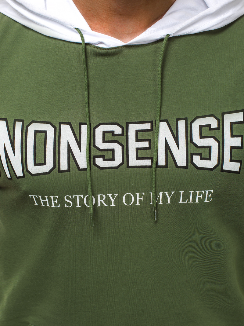 Ανδρικό μπλουζάκι με κουκούλα πράσινο OZONEE MAD/2882Z