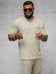 Ανδρικό μπλουζάκι mπεζ OZONEE O/Y960T