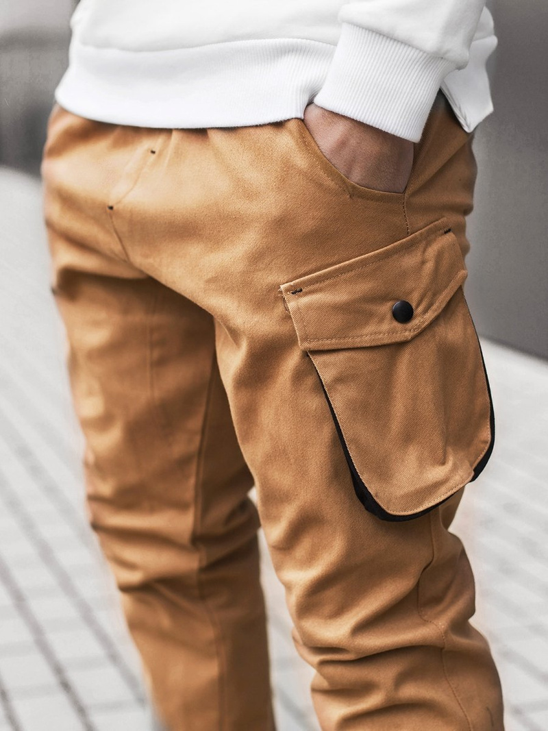 Ανδρικό παντελόνι jogger κάμελ OZONEE A/705