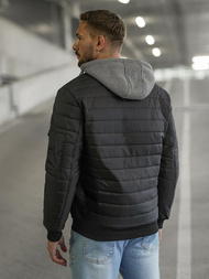 Ανδρικό μπουφάν μαύρο OZONEE JS/8M985/392Z