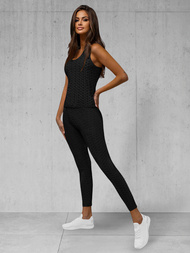 Γυναικείο σετ φόρμας δύο κομματιών μαύρο OZONEE JS/YW88037/1Z