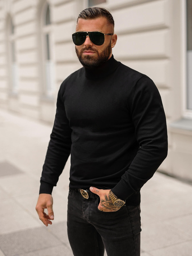 Ανδρικό πουλόβερ μαύρο OZONEE O/BM201